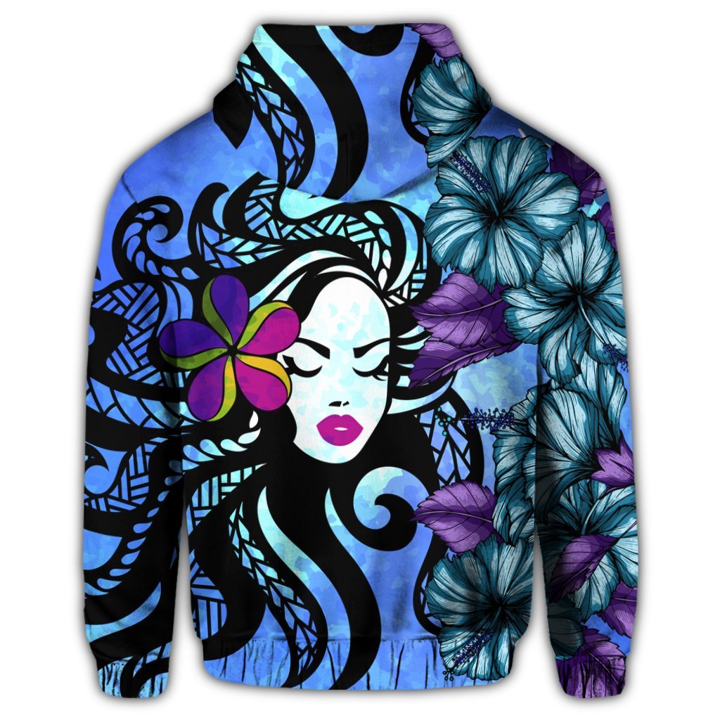 Hawaiian Hibiscus Plumeria Hula Girl Polynesian Hoodie - Polynesian Pride