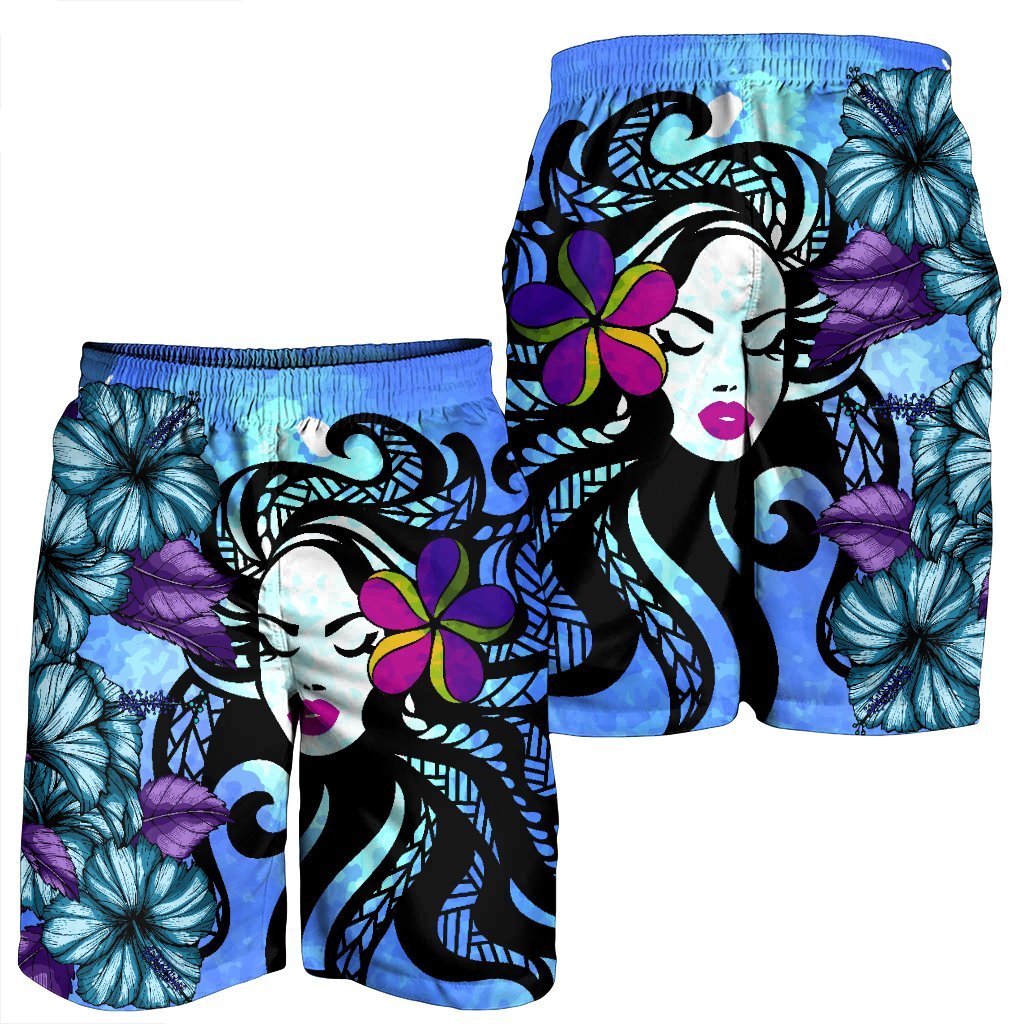 Hawaiian Hibiscus Plumeria Hula Girl Polynesian Men's Shorts - AH - Polynesian Pride
