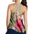 Hawaiian Hibiscus Plumeria Palm Leaves Lauhala Background Polynesian Racerback Tank - AH - Polynesian Pride