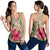 Hawaiian Hibiscus Plumeria Palm Leaves Lauhala Background Polynesian Racerback Tank - AH Black - Polynesian Pride