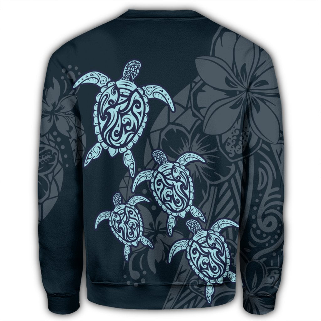 Hawaiian Hibiscus Plumeria Sea Turtle Polynesian Sweatshirt - AH - Polynesian Pride