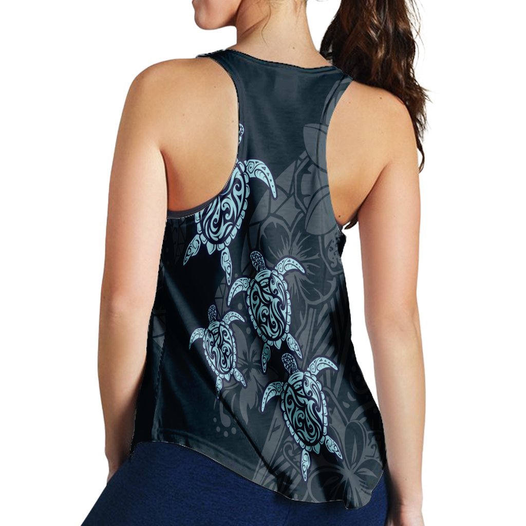 Hawaiian Hibiscus Plumeria Sea Turtle Polynesian Racerback Tank - AH - Polynesian Pride