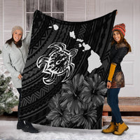 Hawaiian Hibiscus Sea Turtle Swim Polynesian Premium Blankets - AH - Polynesian Pride