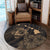 Hawaiian Hibiscus Sea Turtle Swim Polynesian Round Carpet - Gold - AH - Polynesian Pride