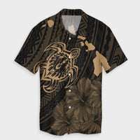 Hawaii Couple Outfits Matching Dress and Hawaiian Shirt Hawaii Hibiscus Sea Turtle Swim Polynesian Gold RLT14 - Polynesian Pride