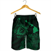 Hawaiian Hibiscus Sea Turtle Swim Polynesian Men's Shorts - Green - AH - Polynesian Pride