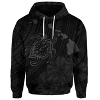 Custom Hawaiian Hibiscus Sea Turtle Swim Polynesian Hoodie Grey - Polynesian Pride