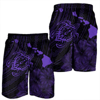 Hawaiian Hibiscus Sea Turtle Swim Polynesian Men's Shorts - Purple - AH - Polynesian Pride