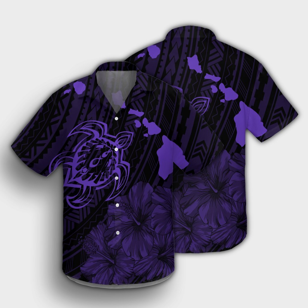Hawaiian Hibiscus Sea Turtle Swim Polynesian Hawaiian Shirt - Purple - AH - Polynesian Pride