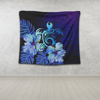 Hawaiian Hibiscus Tropical Deep Ocean Turtle Sea Tapestry - AH - Polynesian Pride