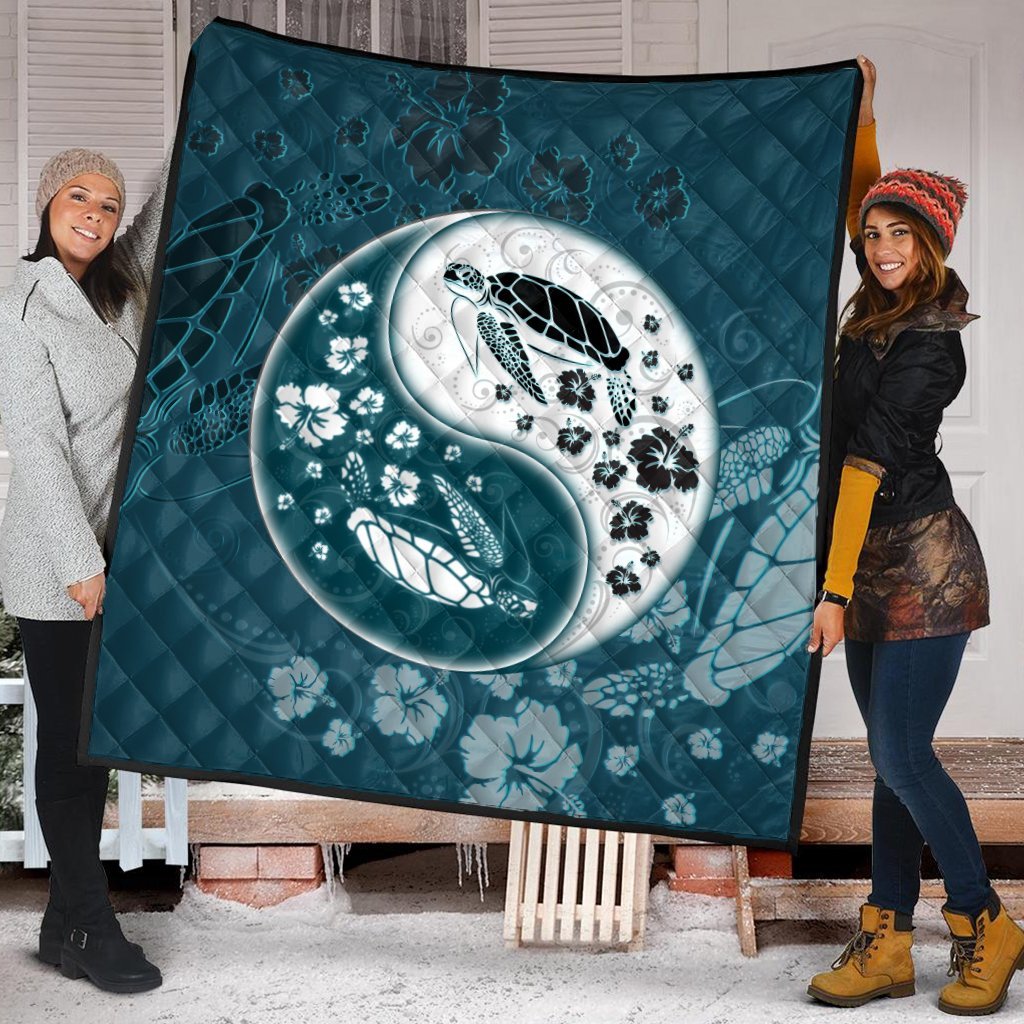 Hawaiian Hibiscus Turtle Polynesian Premium Quilts YinYang Style - AH - Polynesian Pride