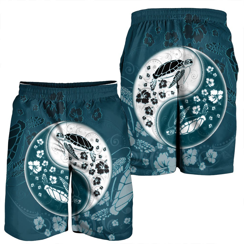 Hawaiian Hibiscus Turtle Polynesian Men's Shorts YinYang Style - AH - Polynesian Pride