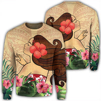 Hawaiian Hula Girl And Hibiscus Polynesian Sweatshirt - AH Unisex Black - Polynesian Pride
