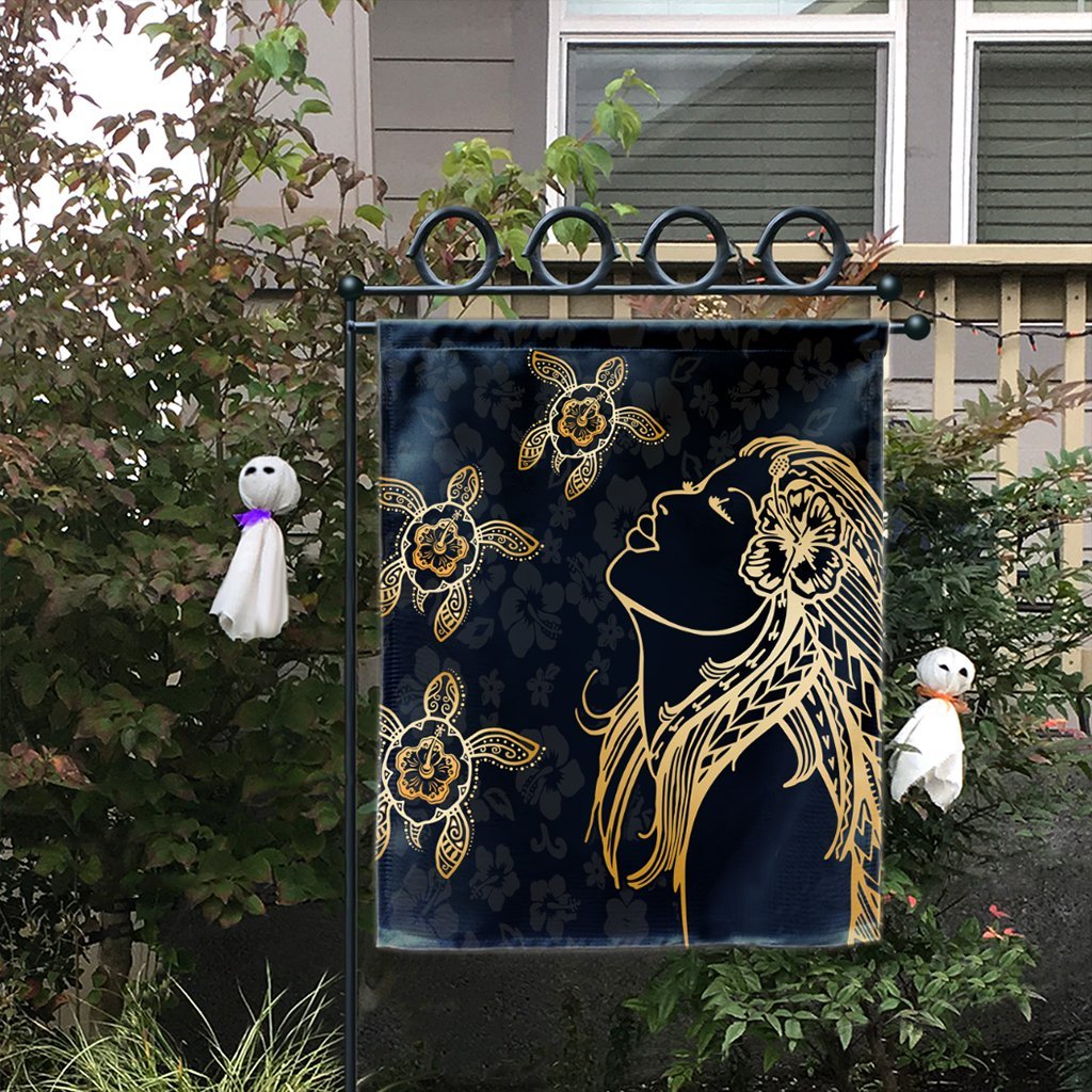 Hawaiian Hula Girl And Turtle Hibiscus Flag - AH - Polynesian Pride