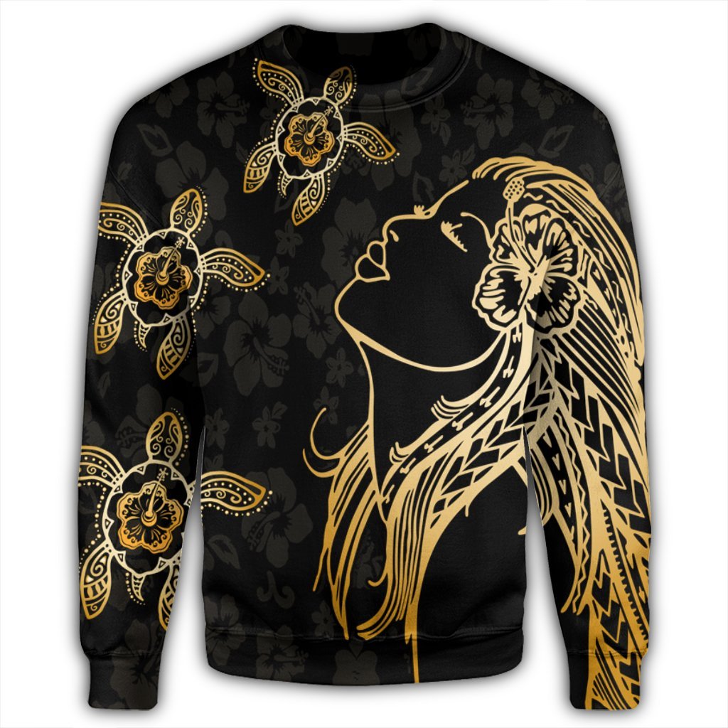 Hawaiian Hula Girl And Turtle Hibiscus Sweatshirt - AH - Polynesian Pride