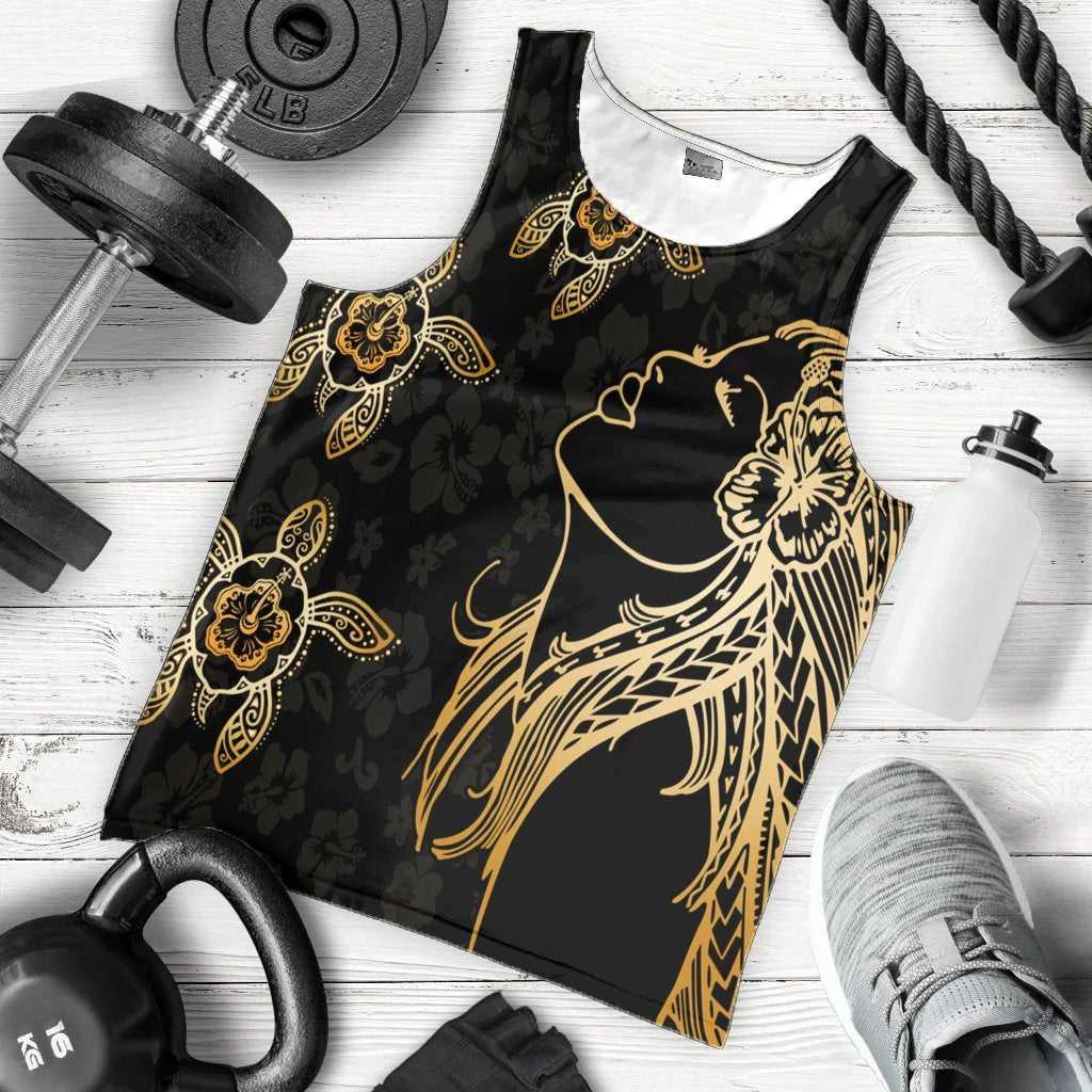 Hawaiian Hula Girl And Turtle Hibiscus Tank Top - AH - Polynesian Pride