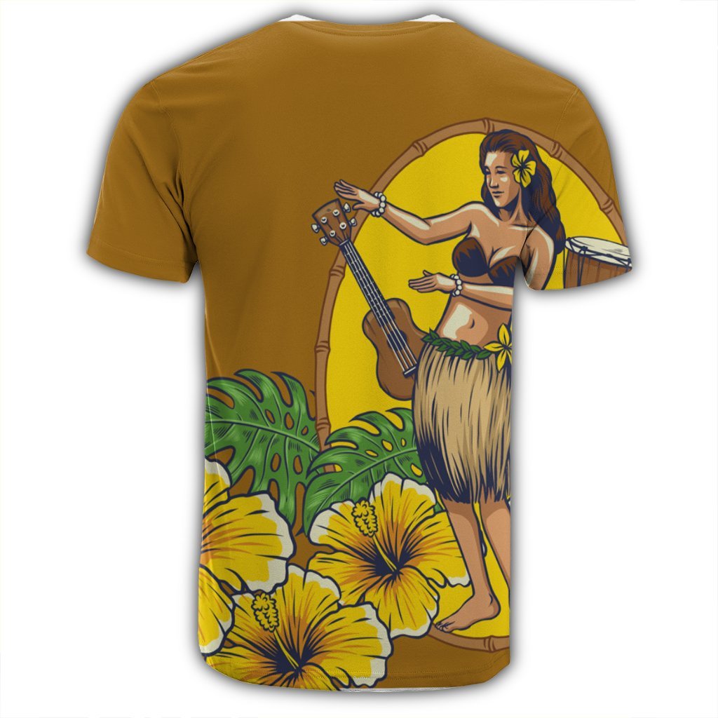 Hawaiian Hula Girl Monstera Hibiscus Polynesian T Shirt - Polynesian Pride