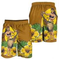 Hawaiian Hula Girl Monstera Hibiscus Polynesian Men's Shorts - AH - Polynesian Pride