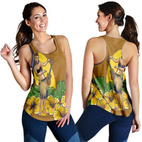 Hawaiian Hula Girl Monstera Hibiscus Polynesian Racerback Tank - AH Female Black - Polynesian Pride