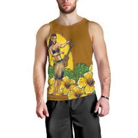 Hawaiian Hula Girl Monstera Hibiscus Polynesian Tank Top - AH Black - Polynesian Pride
