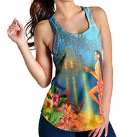Hawaiian Hula Girl Sing In Aboriginal Village Aat Night Racerback Tank - AH - Polynesian Pride