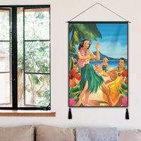 Hawaiian Hula Sing Dance On Beach Hanging Poster - AH - Polynesian Pride