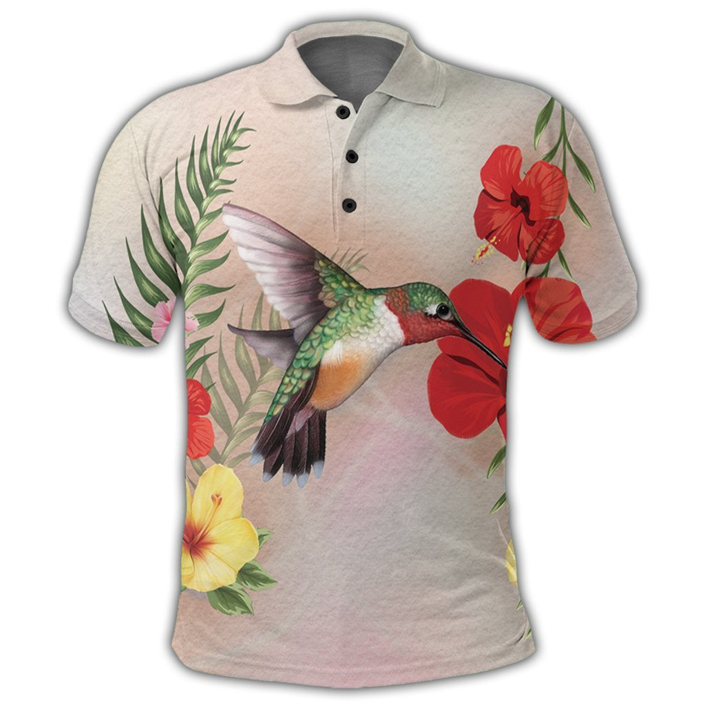 Hawaiian Hummingbirds Hibiscus Polynesian Polo Shirt - Polynesian Pride