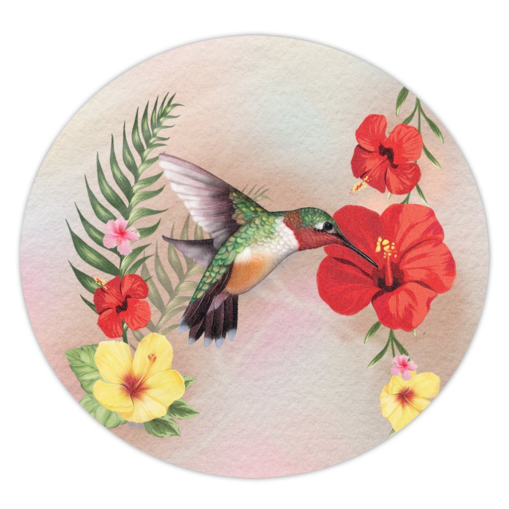 Hawaiian Hummingbirds Hibiscus Polynesian Round Carpet - AH Round Carpet Luxurious Plush - Polynesian Pride