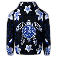 Hawaiian Icon Blue Turtle Plumeria Hoodie - Polynesian Pride