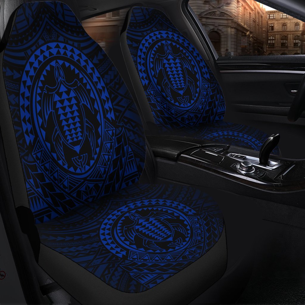 Hawaiian Kakau Honu Arc Polynesian Blue Car Seat Covers - AH - Polynesian Pride