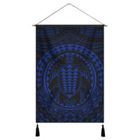 Hawaiian Kakau Honu Arc Polynesian Blue Hanging Poster - AH Hanging Poster Cotton And Linen - Polynesian Pride