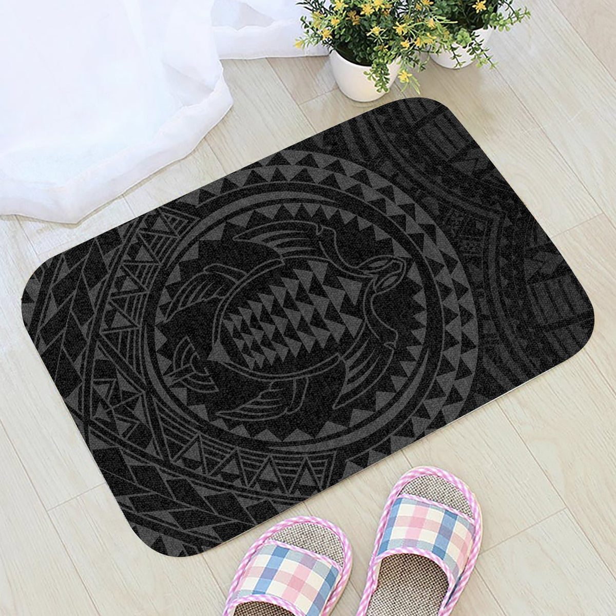 Hawaiian Kakau Honu Arc Polynesian Door Mat Gray AH - Polynesian Pride