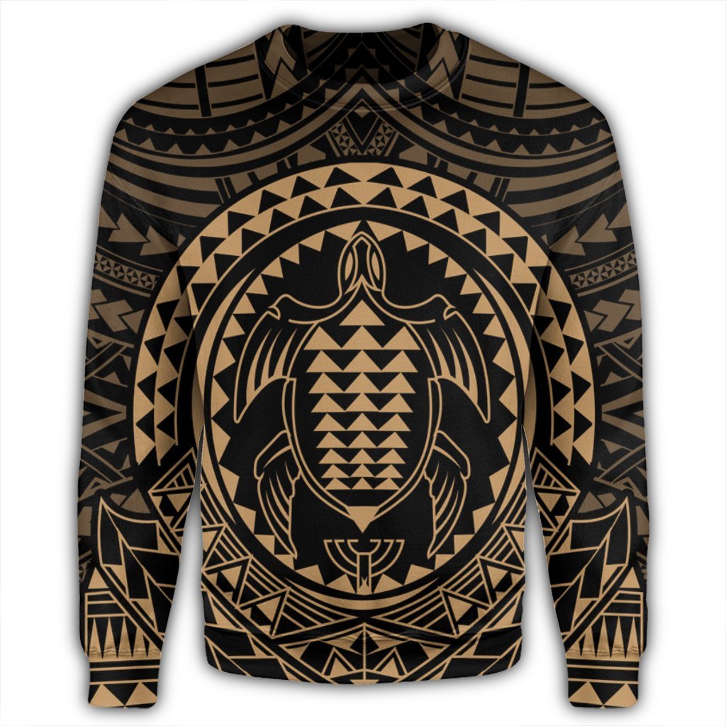 Hawaiian Kakau Honu Arc Polynesian Gold Sweatshirt - AH - Polynesian Pride