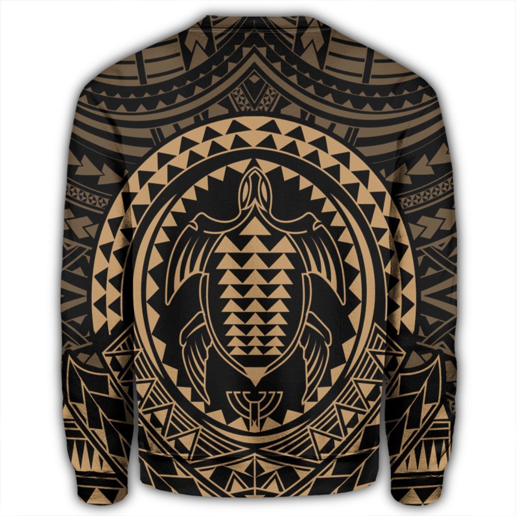 Hawaiian Kakau Honu Arc Polynesian Gold Sweatshirt - AH - Polynesian Pride
