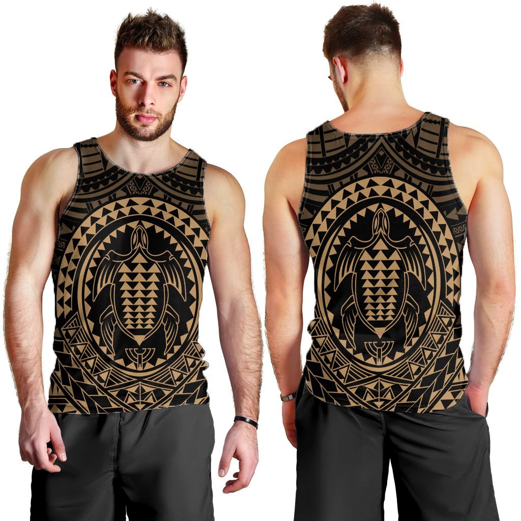Hawaiian Kakau Honu Arc Polynesian Gold Tank Top - AH - Polynesian Pride
