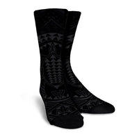 Hawaiian Kakau Honu Arc Polynesian Gray Crew Socks - AH - Polynesian Pride