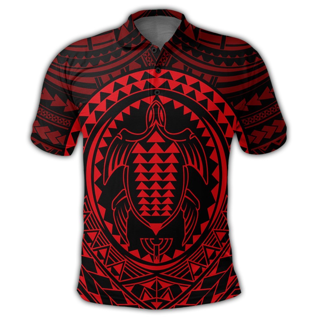 Hawaiian Kakau Honu Arc Polynesian Red Polo Shirt - Polynesian Pride