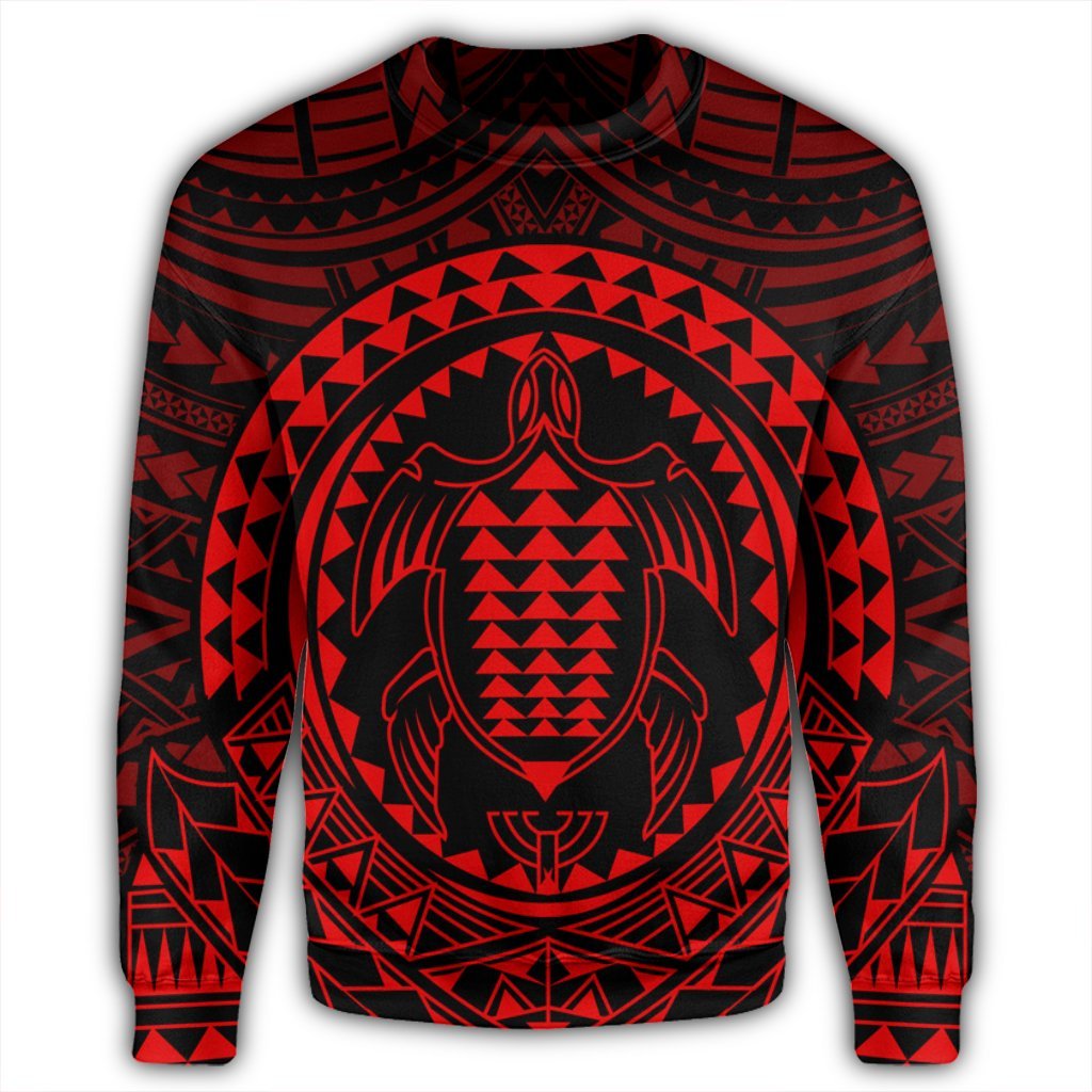 Hawaiian Kakau Honu Arc Polynesian Red Sweatshirt - AH - Polynesian Pride