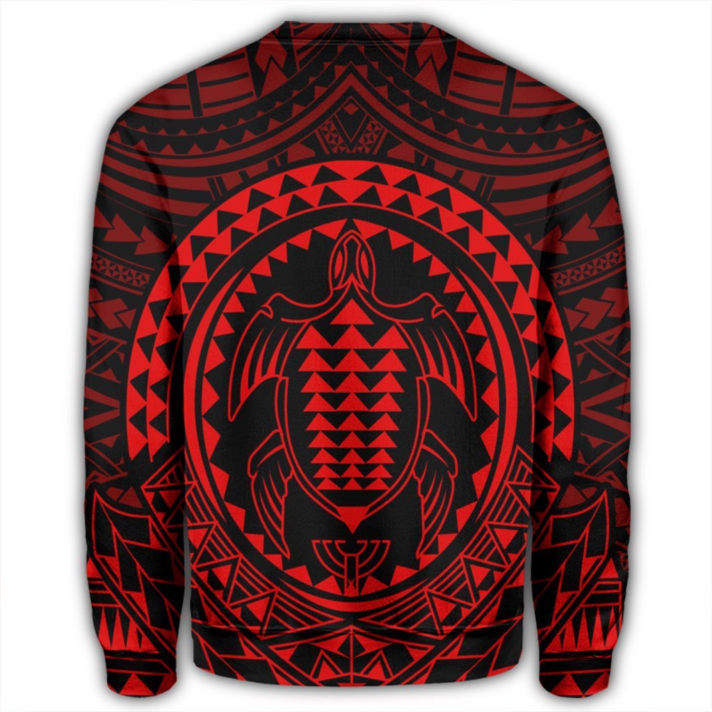 Hawaiian Kakau Honu Arc Polynesian Red Sweatshirt - AH - Polynesian Pride