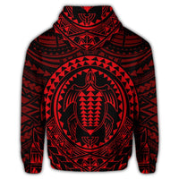 Hawaiian Kakau Honu Arc Polynesian Red Zip Hoodie - Polynesian Pride