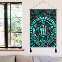 Hawaiian Kakau Honu Arc Polynesian Turquoise Hanging Poster - AH - Polynesian Pride