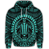Hawaiian Kakau Honu Arc Polynesian Turquoise Hoodie - Polynesian Pride