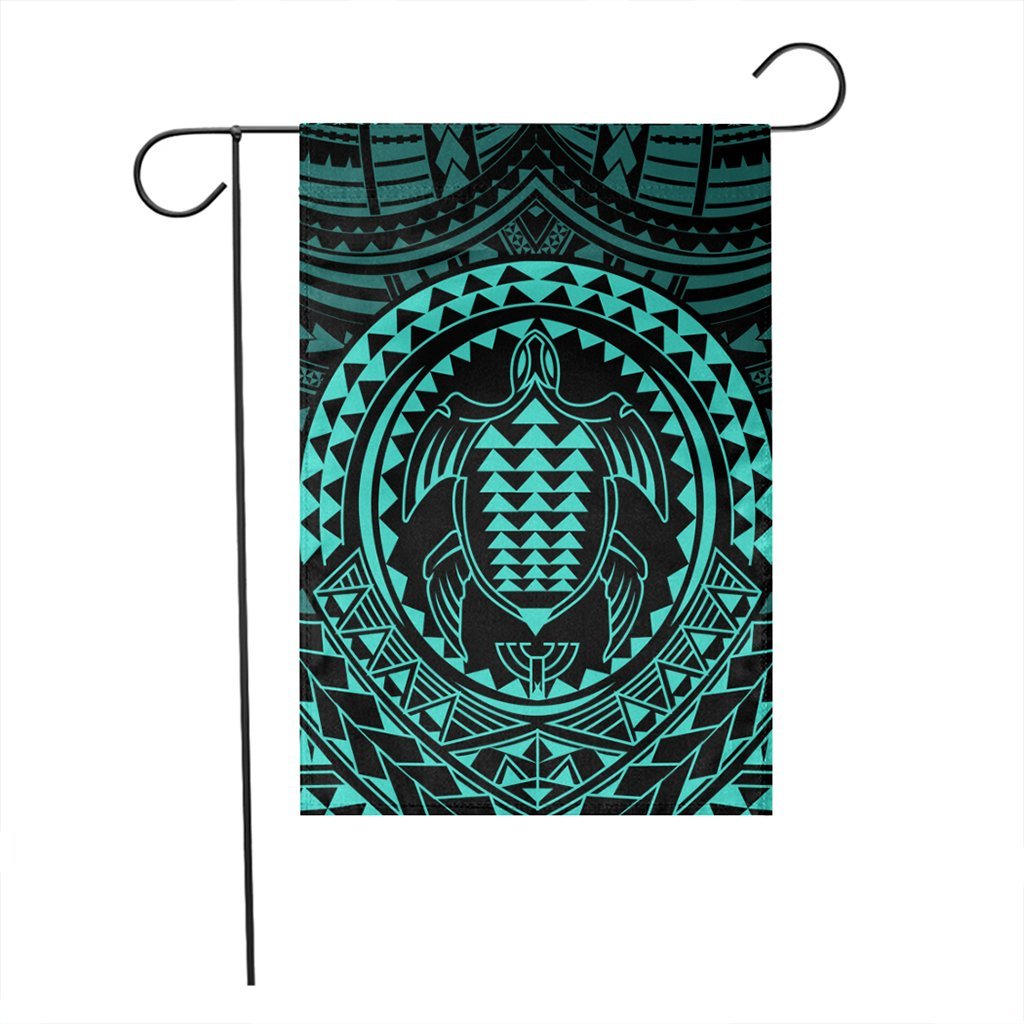 Hawaiian Kakau Honu Arc Polynesian Turquoise Flag - AH - Polynesian Pride