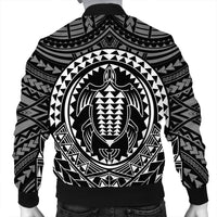 Hawaiian Kakau Honu Arc Polynesian White Bomber Jacket - AH - Polynesian Pride