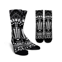 Hawaiian Kakau Honu Arc Polynesian White Crew Socks - AH Crew Socks White - Polynesian Pride