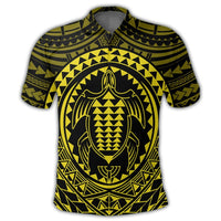 Hawaiian Kakau Honu Arc Polynesian Yellow Polo Shirt - Polynesian Pride