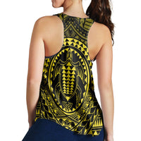 Hawaiian Kakau Honu Arc Polynesian Yellow Racerback Tank - AH - Polynesian Pride