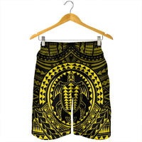 Hawaiian Kakau Honu Arc Polynesian Yellow Men's Shorts - AH - Polynesian Pride