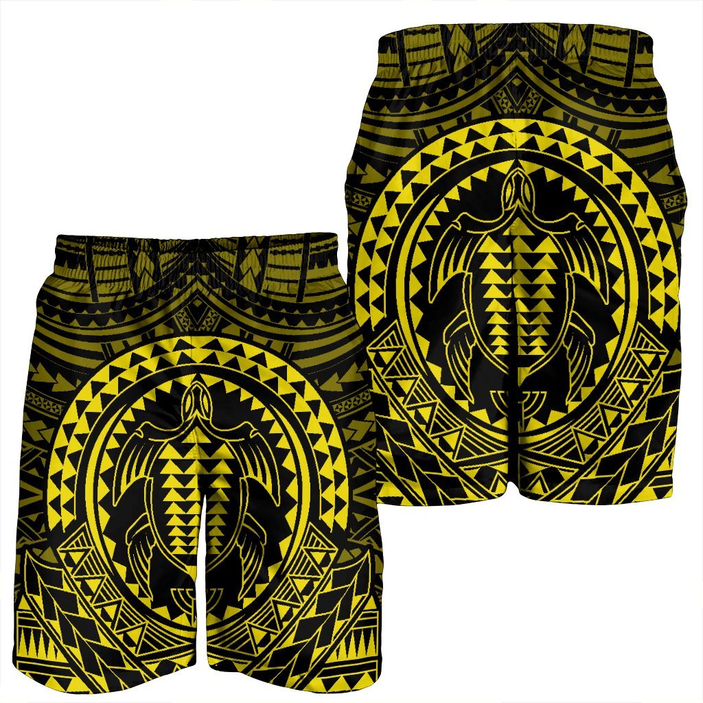 Hawaiian Kakau Honu Arc Polynesian Yellow Men's Shorts - AH - Polynesian Pride