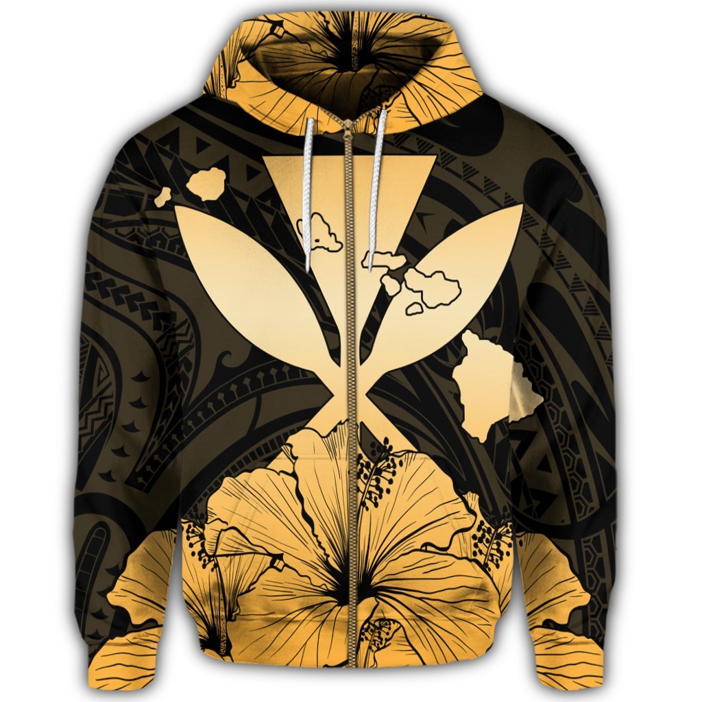 Hawaiian Kanaka Zip Hoodie Hibiscus Polynesian Love - Polynesian Pride